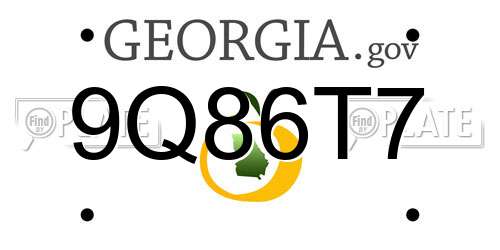 9Q86T7 Georgia License Plate