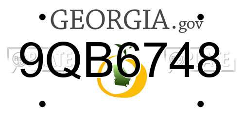 9QB6748 Georgia License Plate