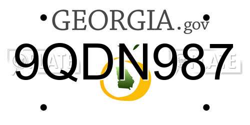 9QDN987 Georgia License Plate