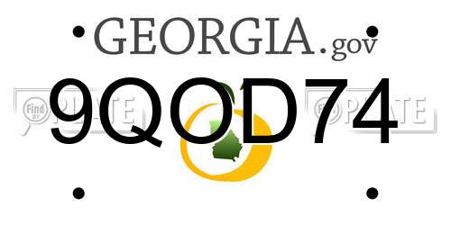 9QOD74 Georgia License Plate