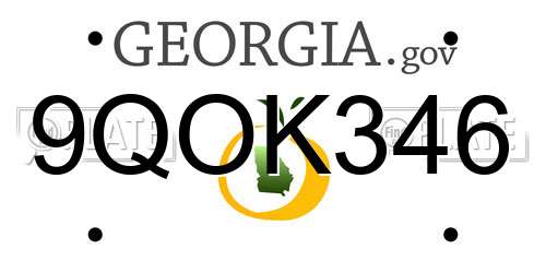 9QOK346 Georgia License Plate