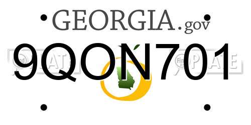 9QON701 Georgia License Plate