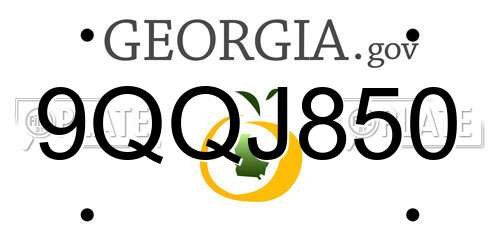 9QQJ850 Georgia License Plate