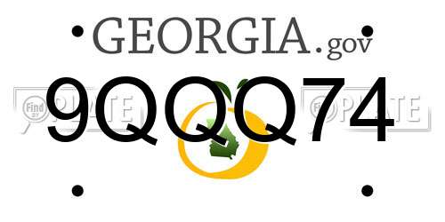 9QQQ74 Georgia License Plate