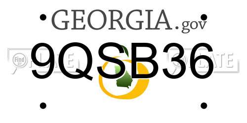 9QSB36 Georgia License Plate