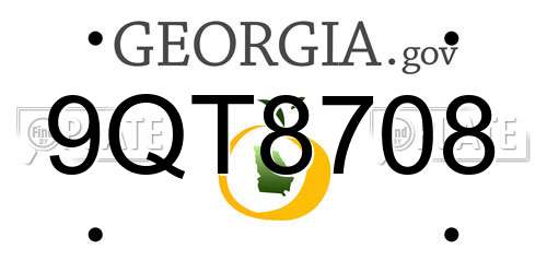 9QT8708 Georgia License Plate