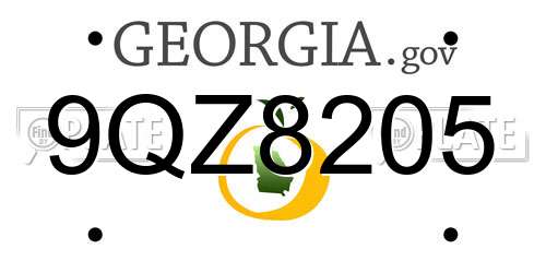 9QZ8205 Georgia License Plate