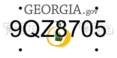 9QZ8705 Georgia License Plate