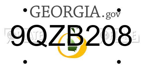 9QZB208 Georgia License Plate