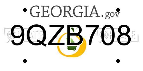 9QZB708 Georgia License Plate