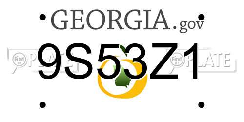 9S53Z1 Georgia License Plate