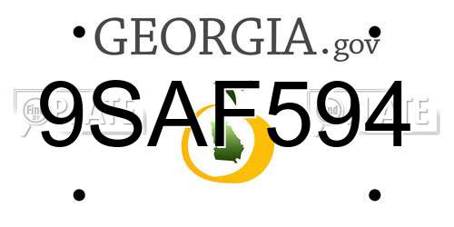 9SAF594 Georgia License Plate