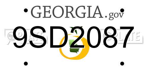 9SD2087 Georgia License Plate
