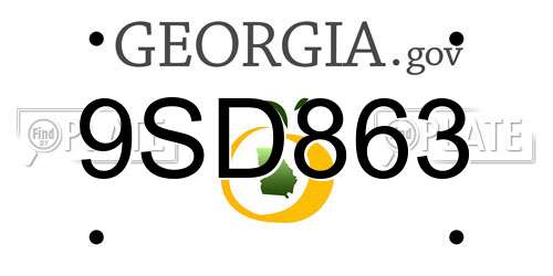 9SD863 Georgia License Plate