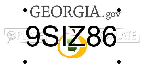 9SIZ86 Georgia License Plate