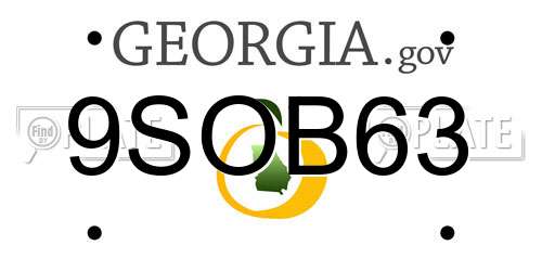 9SOB63 Georgia License Plate