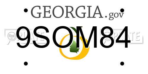 9SOM84 Georgia License Plate