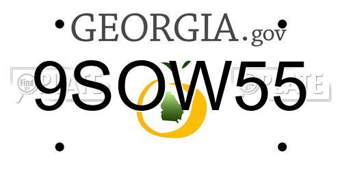 9SOW55 Georgia License Plate