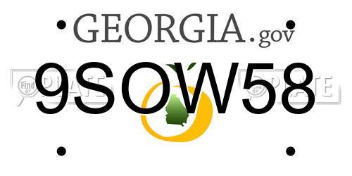 9SOW58 Georgia License Plate