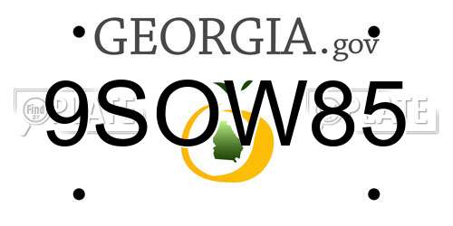 9SOW85 Georgia License Plate
