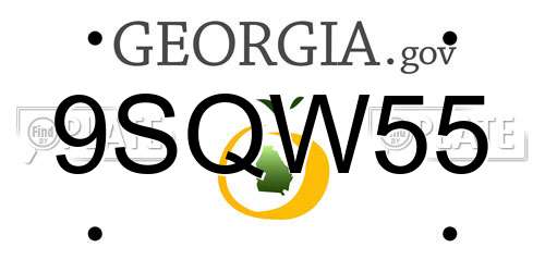 9SQW55 Georgia License Plate