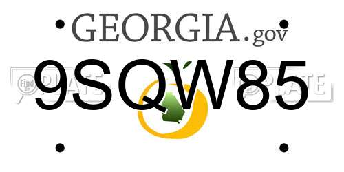 9SQW85 Georgia License Plate