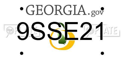 9SSE21 Georgia License Plate