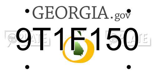 9T1F150 Georgia License Plate
