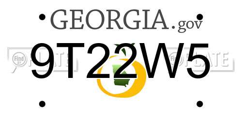 9T22W5 Georgia License Plate