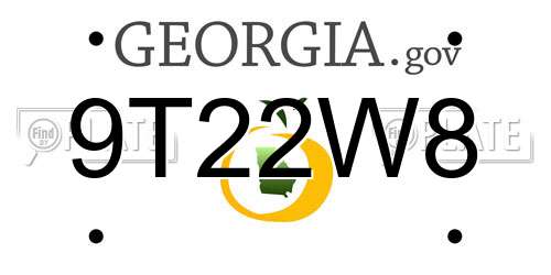 9T22W8 Georgia License Plate