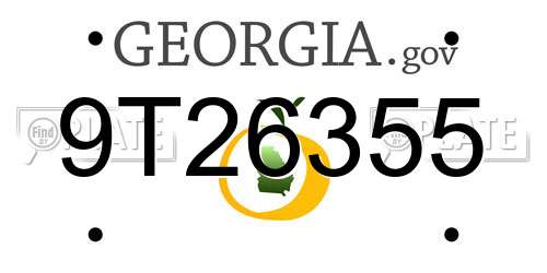 9T26355 Georgia License Plate