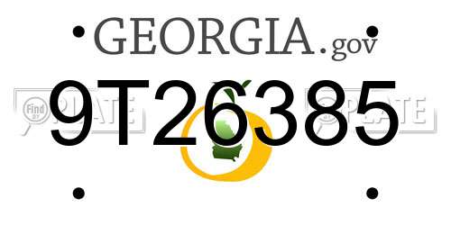 9T26385 Georgia License Plate