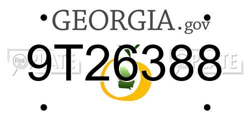 9T26388 Georgia License Plate
