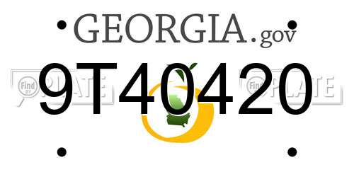 9T40420 Georgia License Plate
