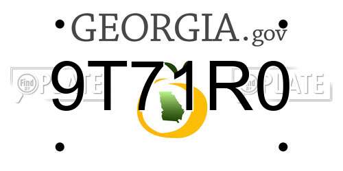9T71R0 Georgia License Plate