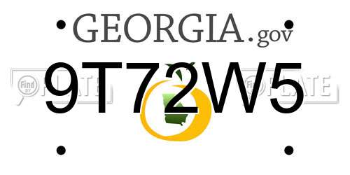 9T72W5 Georgia License Plate