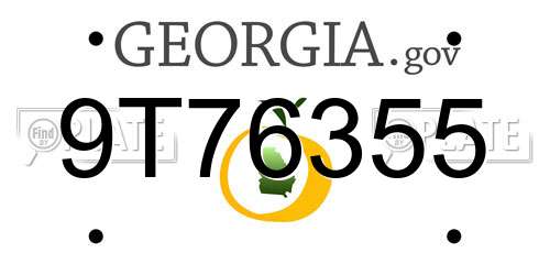 9T76355 Georgia License Plate