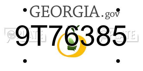 9T76385 Georgia License Plate