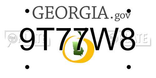9T77W8 Georgia License Plate