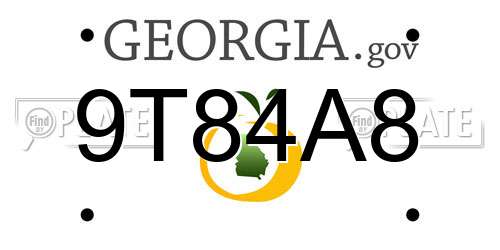 9T84A8 Georgia License Plate