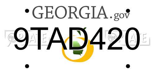9TAD420 Georgia License Plate