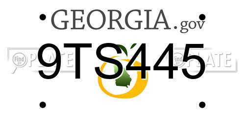 9TS445 Georgia License Plate