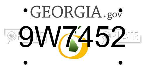 9W7452 Georgia License Plate