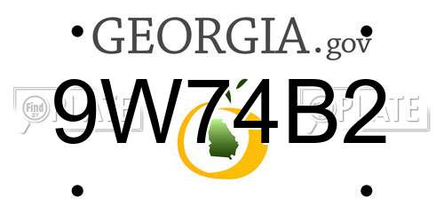 9W74B2 Georgia License Plate