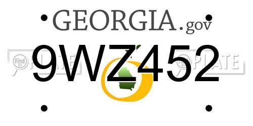9WZ452 Georgia License Plate