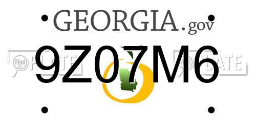 9Z07M6 Georgia License Plate