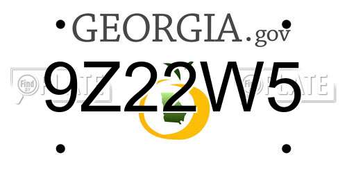 9Z22W5 Georgia License Plate