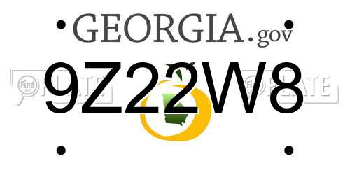 9Z22W8 Georgia License Plate
