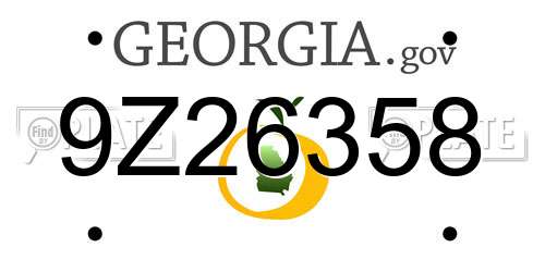 9Z26358 Georgia License Plate