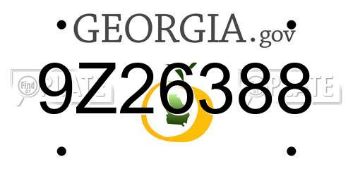 9Z26388 Georgia License Plate